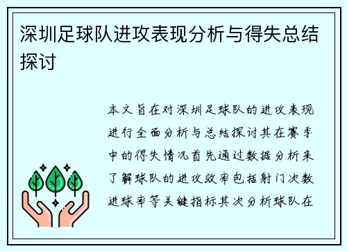 深圳足球队进攻表现分析与得失总结探讨
